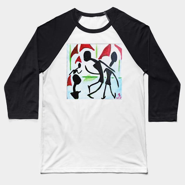 Walking in the rain Baseball T-Shirt by lorgh